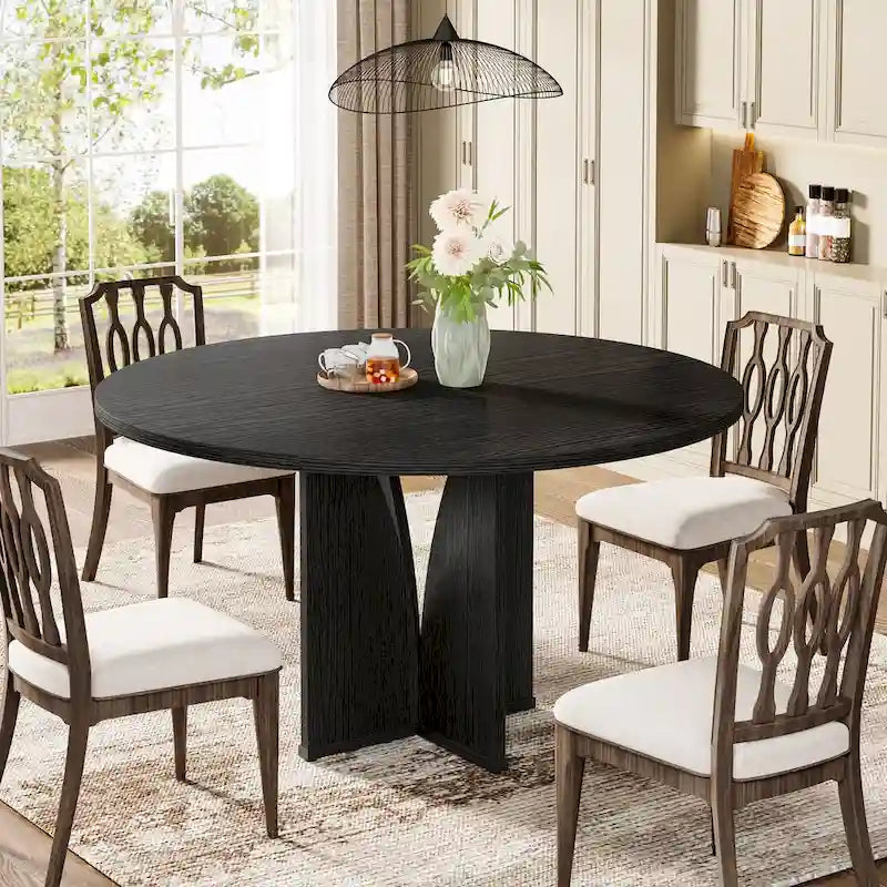 39.4-inch Round Dining Table with Wooden Tabletop for Kitchen Dining Room