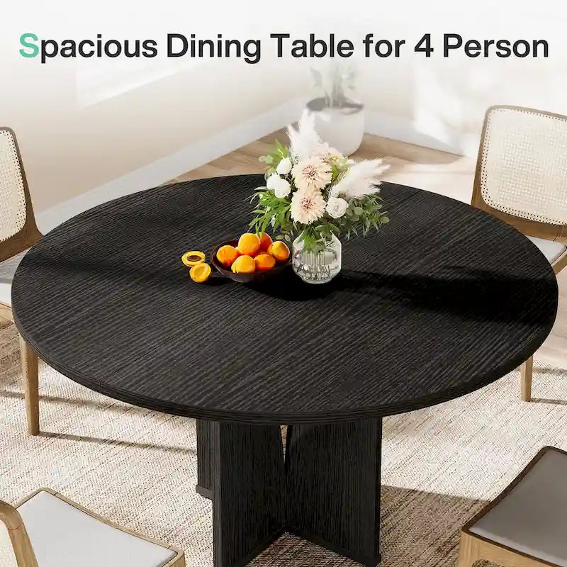 39.4-inch Round Dining Table with Wooden Tabletop for Kitchen Dining Room