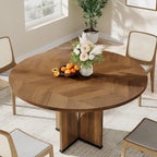 39.4-inch Round Dining Table with Wooden Tabletop for Kitchen Dining Room