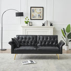 Faux Leather Sofa Bed with Adjustment Armrest