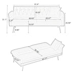 Faux Leather Sofa Bed with Adjustment Armrest