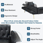 Faux Leather Sofa Bed with Adjustment Armrest