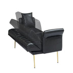 Faux Leather Sofa Bed with Adjustment Armrest