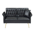 Faux Leather Sofa Bed with Adjustment Armrest