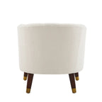 Upholstered Barrel Accent Chair With Wooden Legs