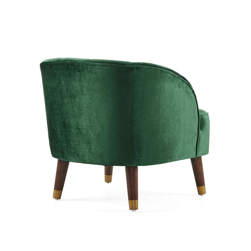 Upholstered Barrel Accent Chair With Wooden Legs