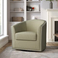 Modern Nailhead Upholstered Linen Swivel Accent Chair