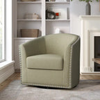 Modern Nailhead Upholstered Linen Swivel Accent Chair