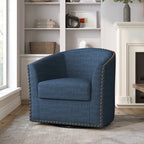 Modern Nailhead Upholstered Linen Swivel Accent Chair