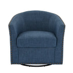 Modern Nailhead Upholstered Linen Swivel Accent Chair