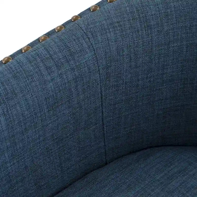 Modern Nailhead Upholstered Linen Swivel Accent Chair