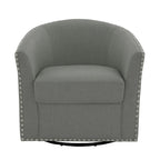 Modern Nailhead Upholstered Linen Swivel Accent Chair