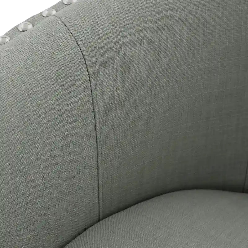 Modern Nailhead Upholstered Linen Swivel Accent Chair