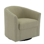 Modern Nailhead Upholstered Linen Swivel Accent Chair