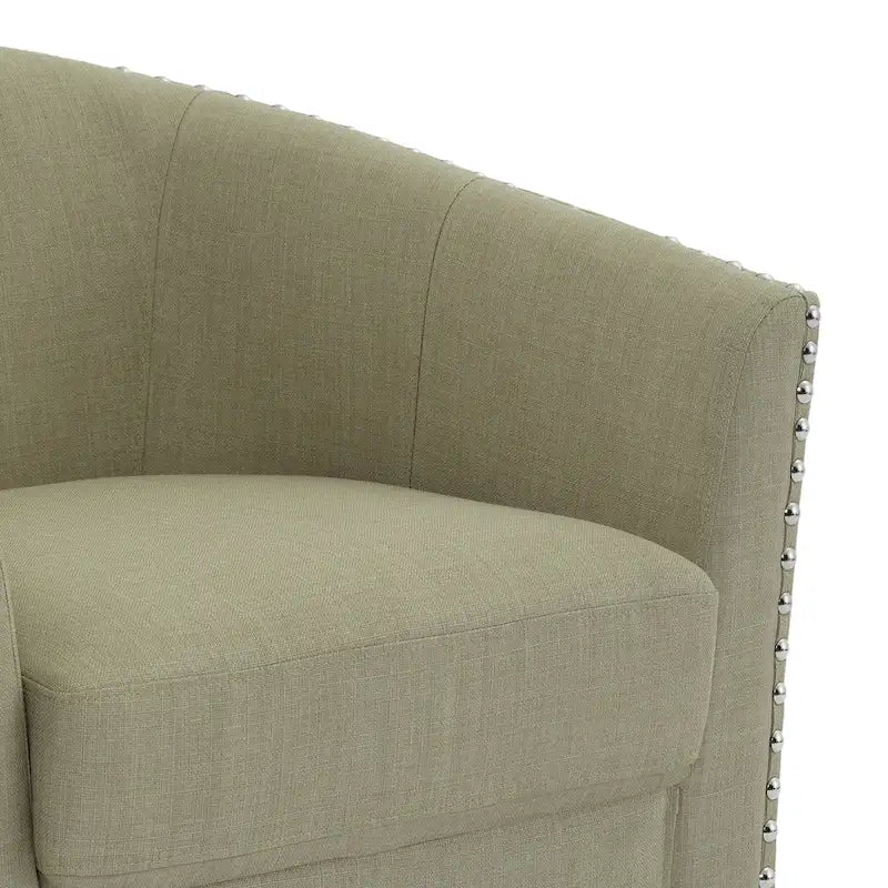 Modern Nailhead Upholstered Linen Swivel Accent Chair