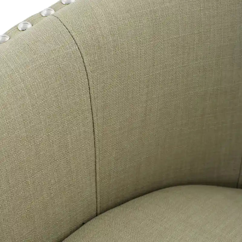 Modern Nailhead Upholstered Linen Swivel Accent Chair