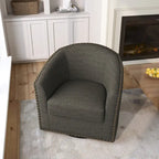 Modern Nailhead Upholstered Linen Swivel Accent Chair