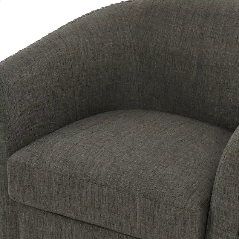 Modern Nailhead Upholstered Linen Swivel Accent Chair