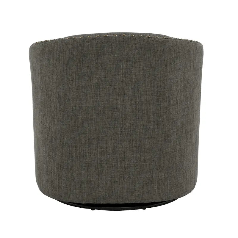 Modern Nailhead Upholstered Linen Swivel Accent Chair