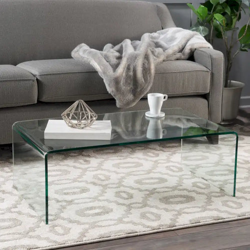 12mm Modern Tempered Glass Coffee Table for Living Room