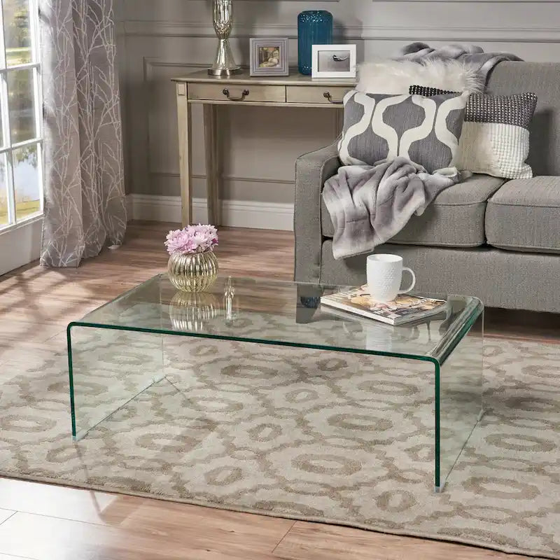 12mm Modern Tempered Glass Coffee Table for Living Room